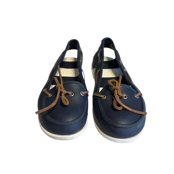 CROCS Women's Beach Line Hybrid Boat Shoes 8 Navy White Preppy Nautical Coastal - Picture 6 of 10